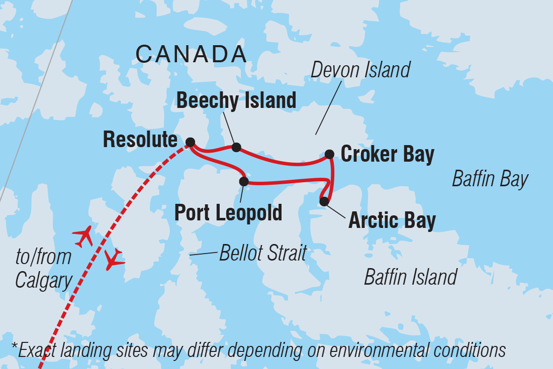 tourhub | Intrepid Travel | Canadian Arctic Express: The Heart of the Northwest Passage | Tour Map