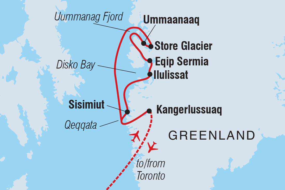 tourhub | Intrepid Travel | West Greenland Gems: Fjords, Icebergs, and Culture | Tour Map