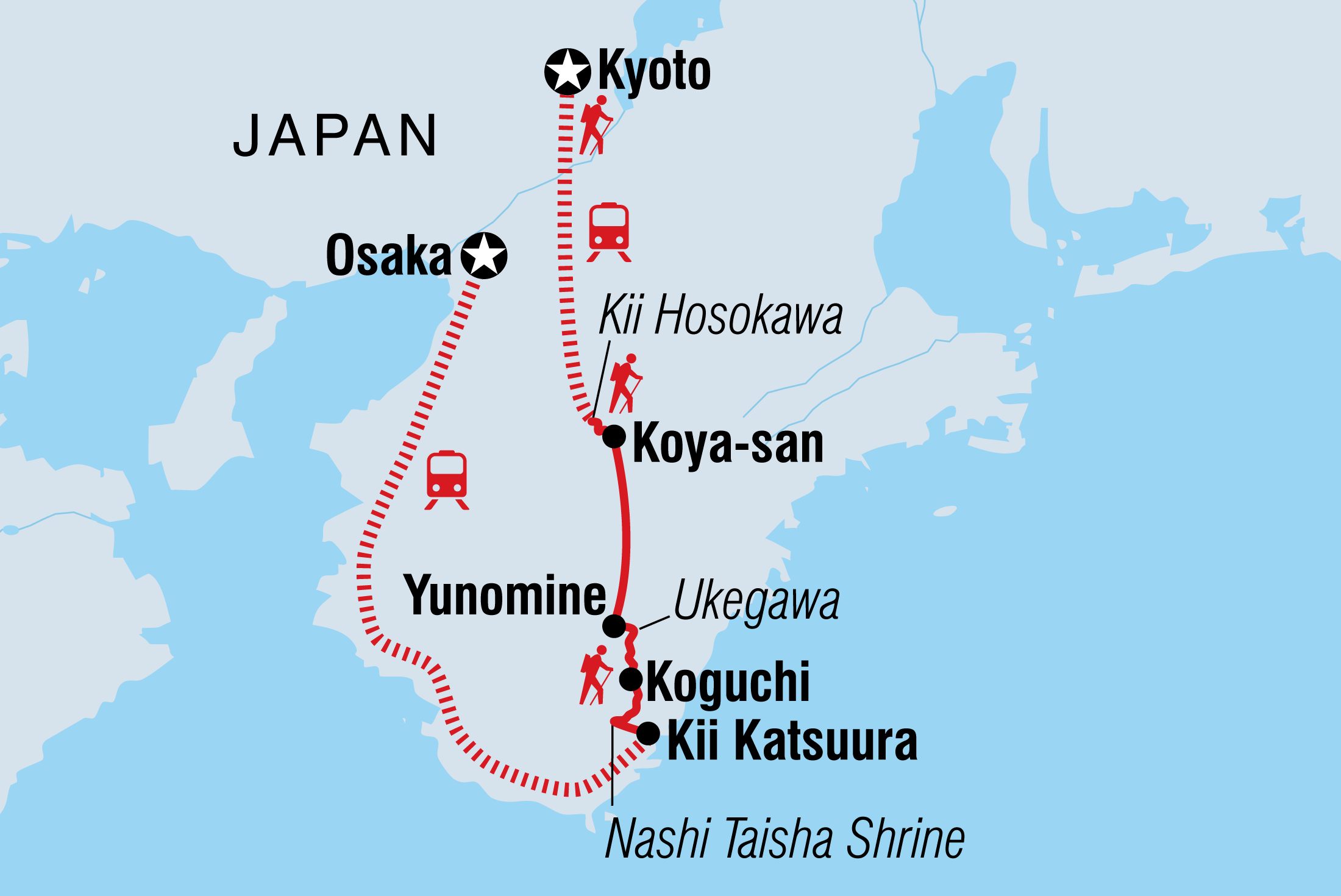 tourhub | Intrepid Travel | Japan: Koya-san & Kumano Kodo Trek | Tour Map