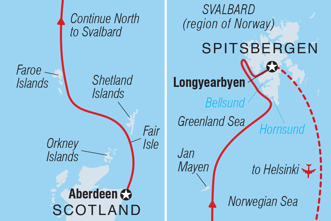 tourhub | Intrepid Travel | Exploring Spitsbergen via the Faroes and Jan Mayen | Tour Map