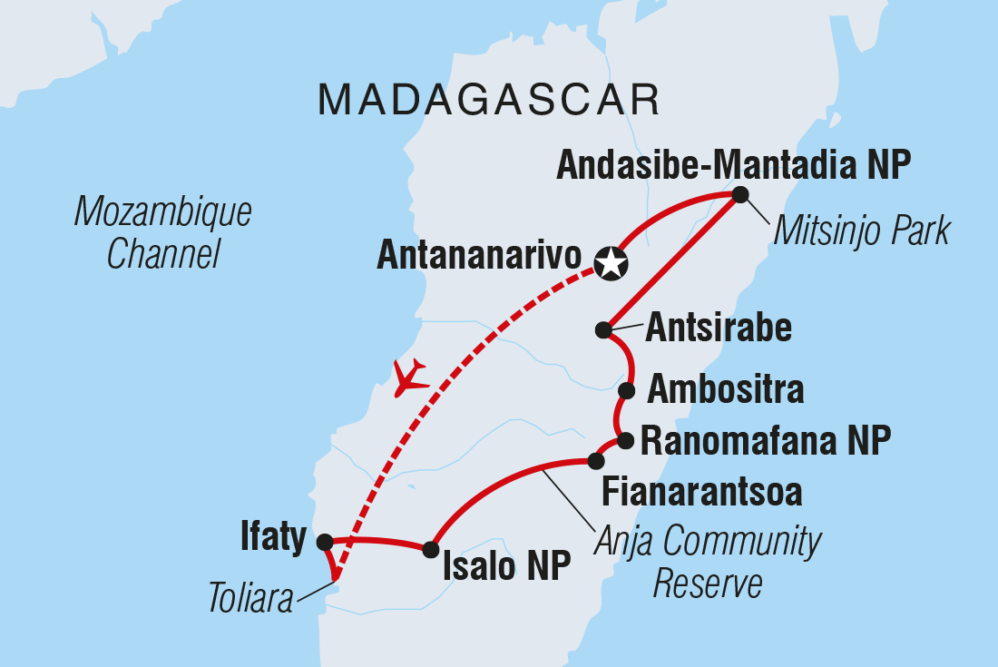 tourhub | Intrepid Travel | Madagascar Adventure | Tour Map
