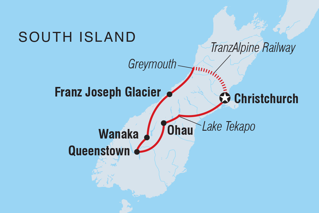 tourhub | Intrepid Travel | New Zealand Southern Pioneer | Tour Map