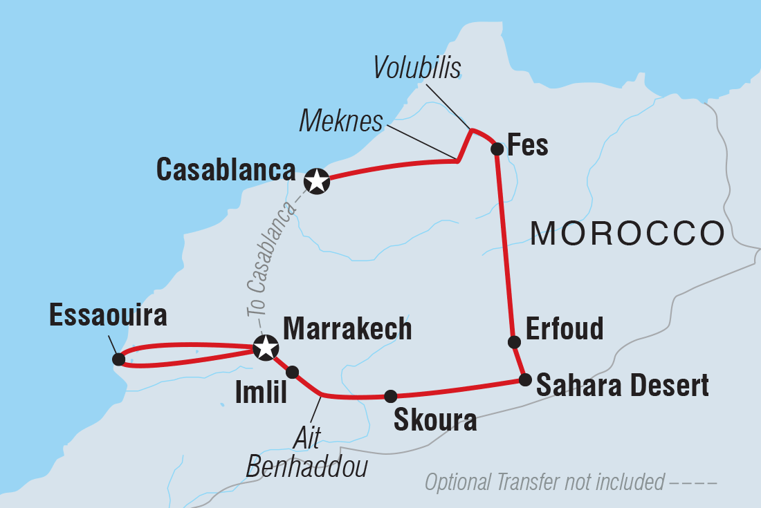 tourhub | Intrepid Travel | Premium Morocco Explorer with Essaouira | Tour Map