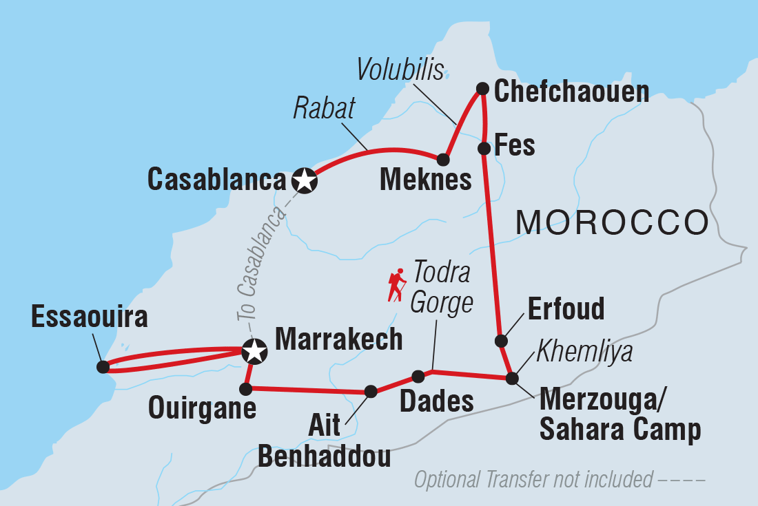 tourhub | Intrepid Travel | Premium Morocco in Depth with Essaouira | Tour Map