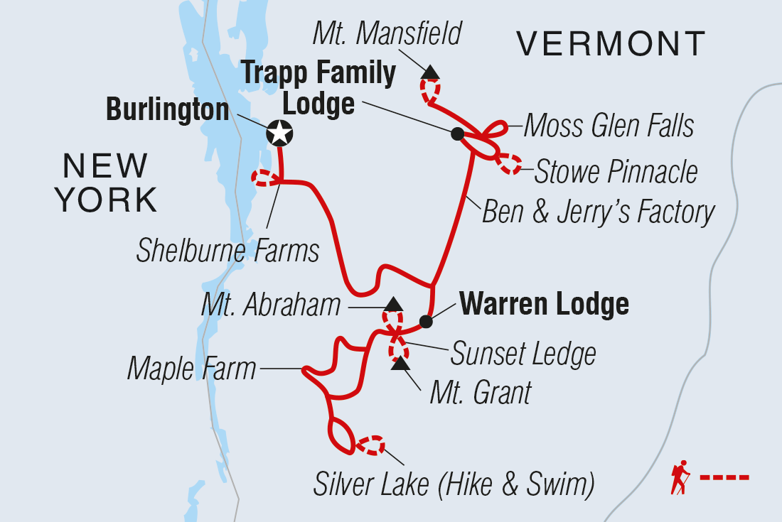 tourhub | Intrepid Travel | Hike Vermont: Fall Foliage | Tour Map
