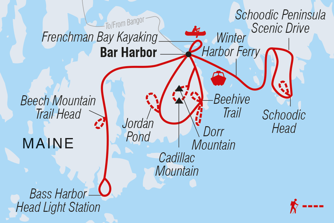 tourhub | Intrepid Travel | Hike & Kayak Maine's Acadia National Park		 | Tour Map