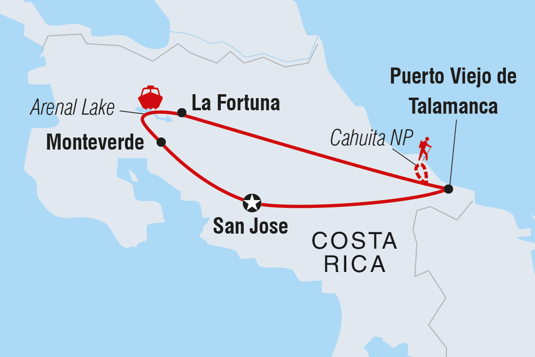 tourhub | Intrepid Travel | One Week In Costa Rica  | Tour Map