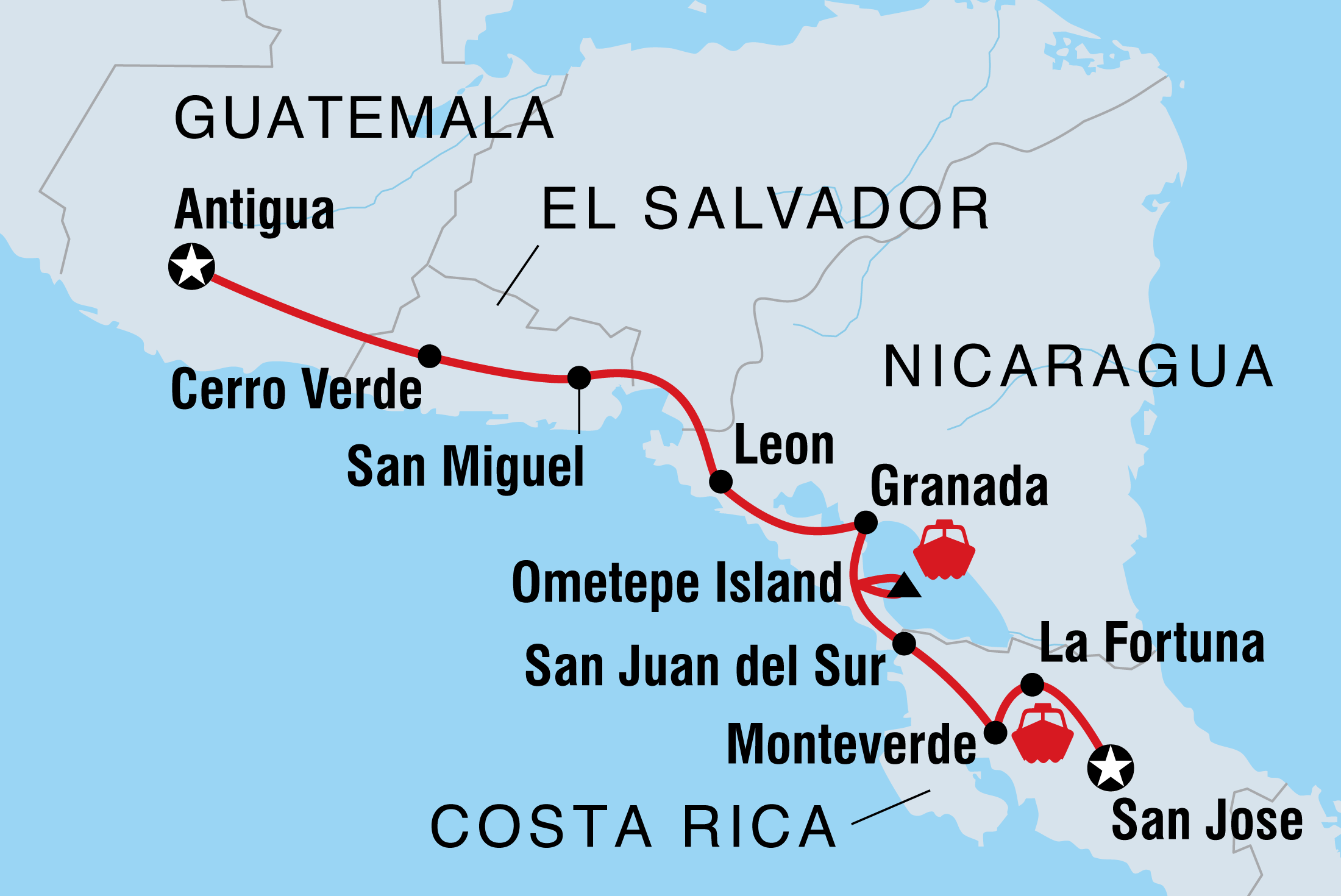 tourhub | Intrepid Travel | Real Guatemala to Costa Rica | Tour Map