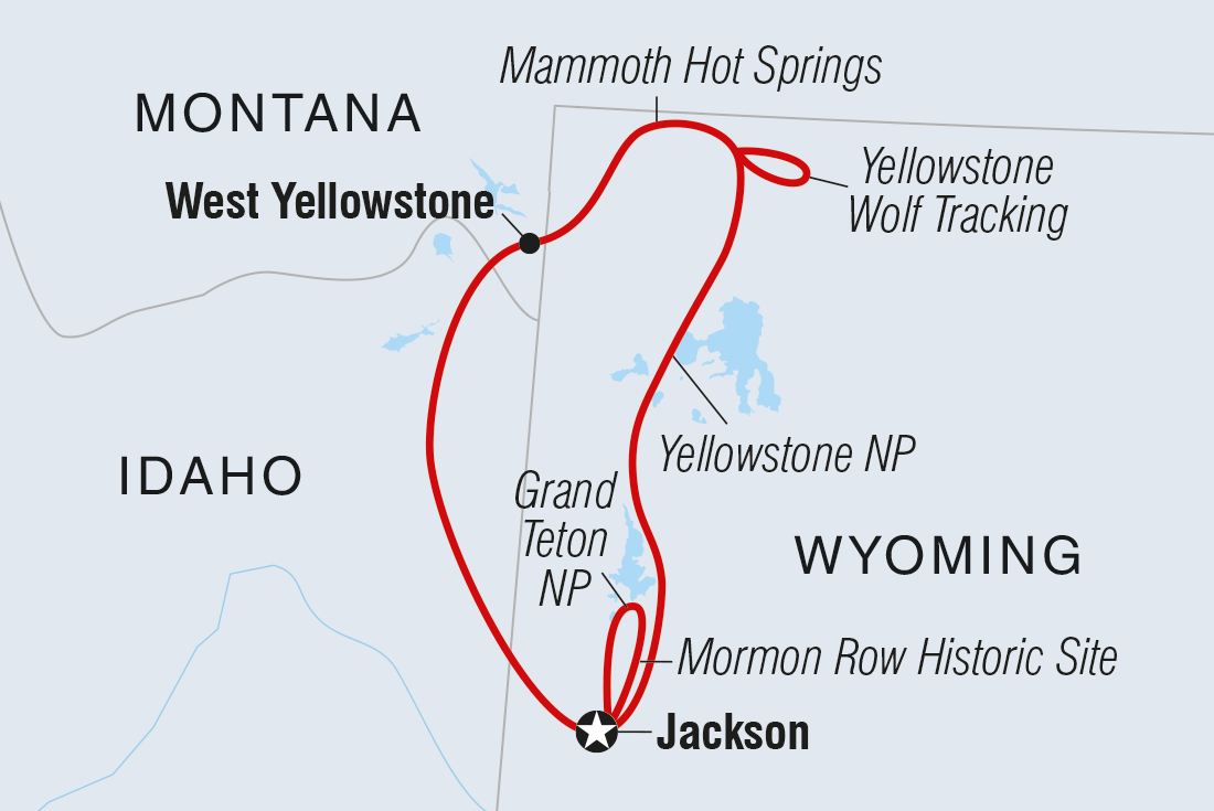 tourhub | Intrepid Travel | Yellowstone and Grand Tetons Adventure | Tour Map