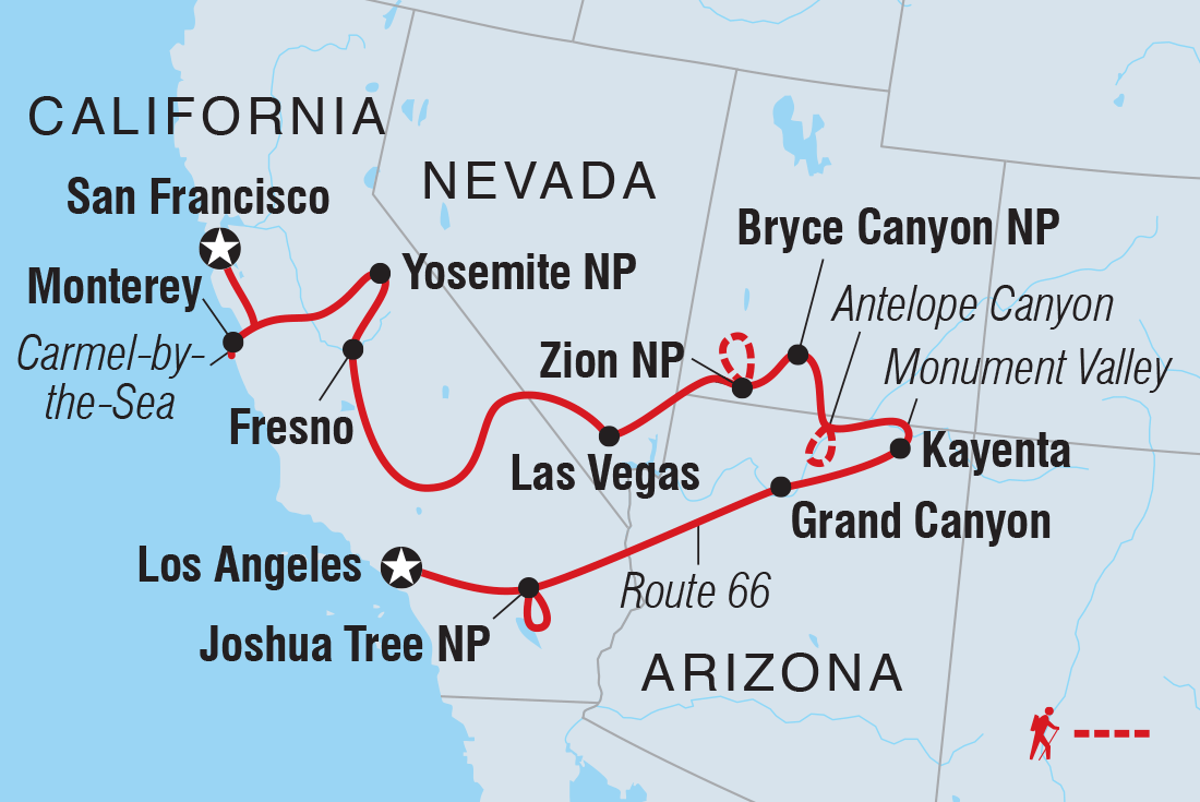 LA to San Fran: Ultimate National Parks Itinerary Map