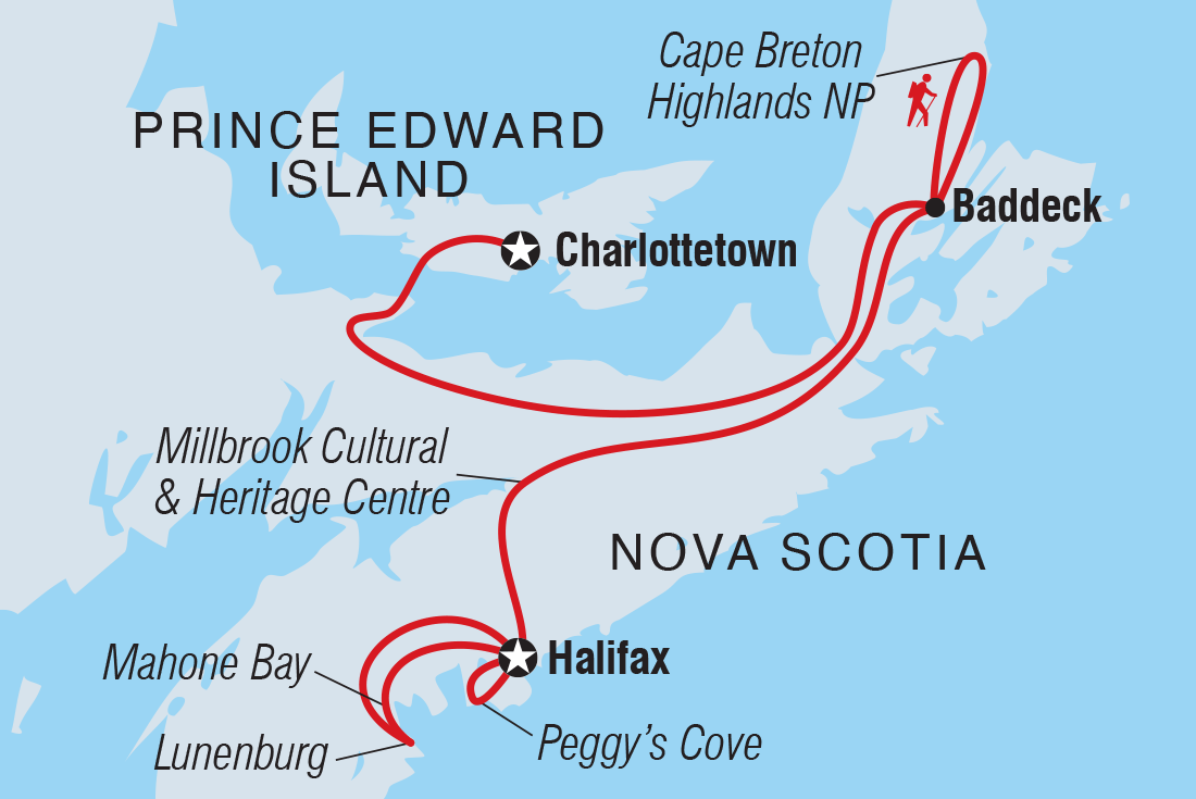 tourhub | Intrepid Travel | The Maritimes: Nova Scotia | Tour Map