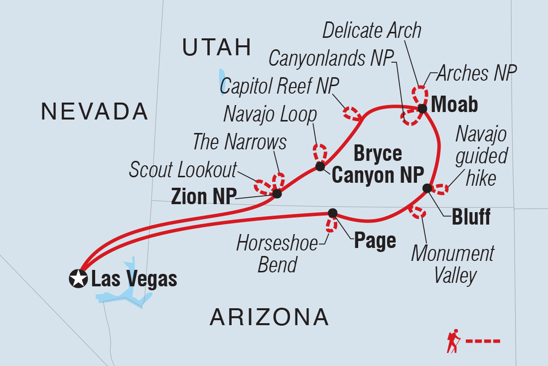 Hiking Utah's National Parks Itinerary Map