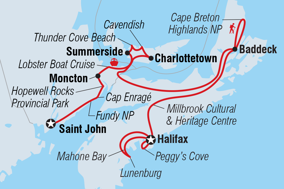 tourhub | Intrepid Travel | Best of the Canadian Maritimes | Tour Map