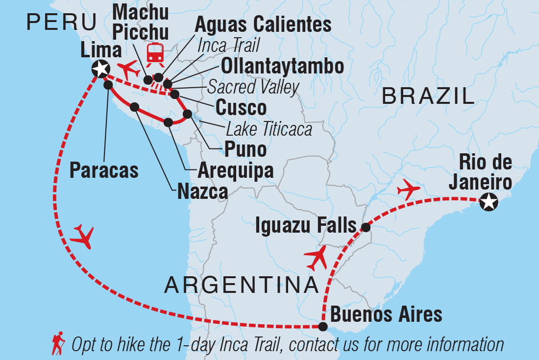 tourhub | Intrepid Travel | Best of Peru, Argentina & Brazil | Tour Map
