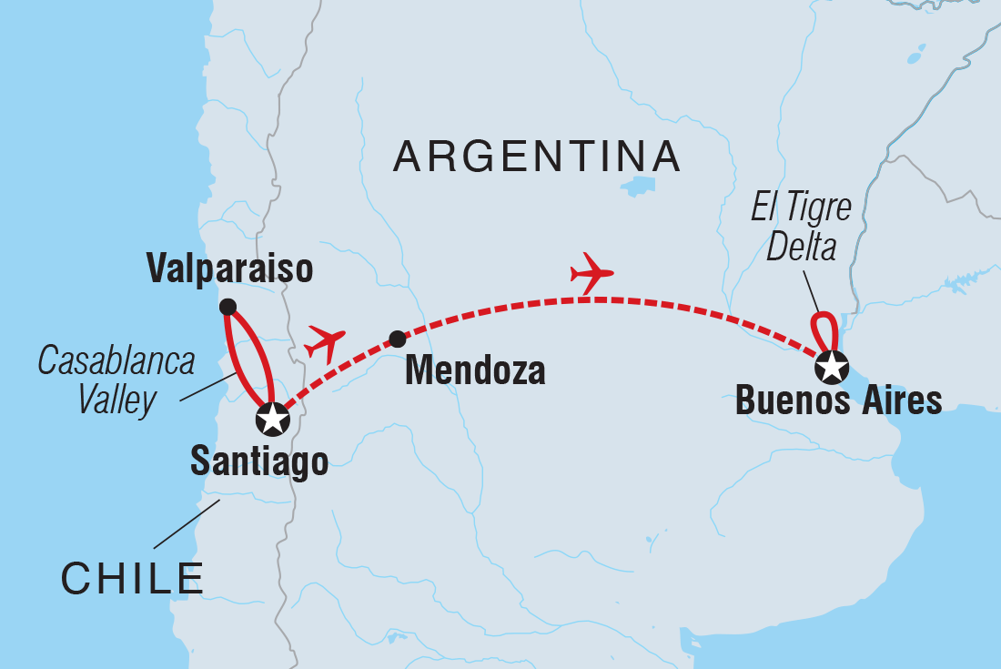 tourhub | Intrepid Travel | Premium Chile & Argentina | Tour Map