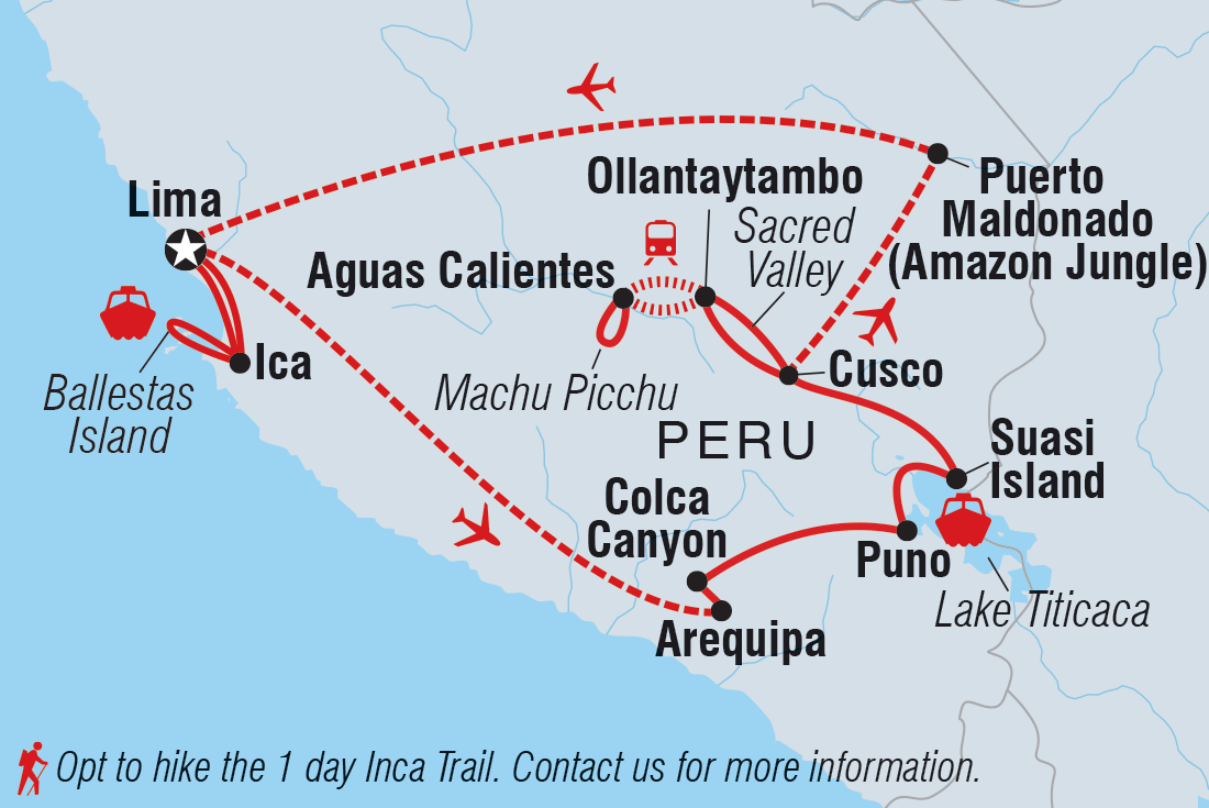 tourhub | Intrepid Travel | Premium Peru in Depth with Ica Valley | Tour Map