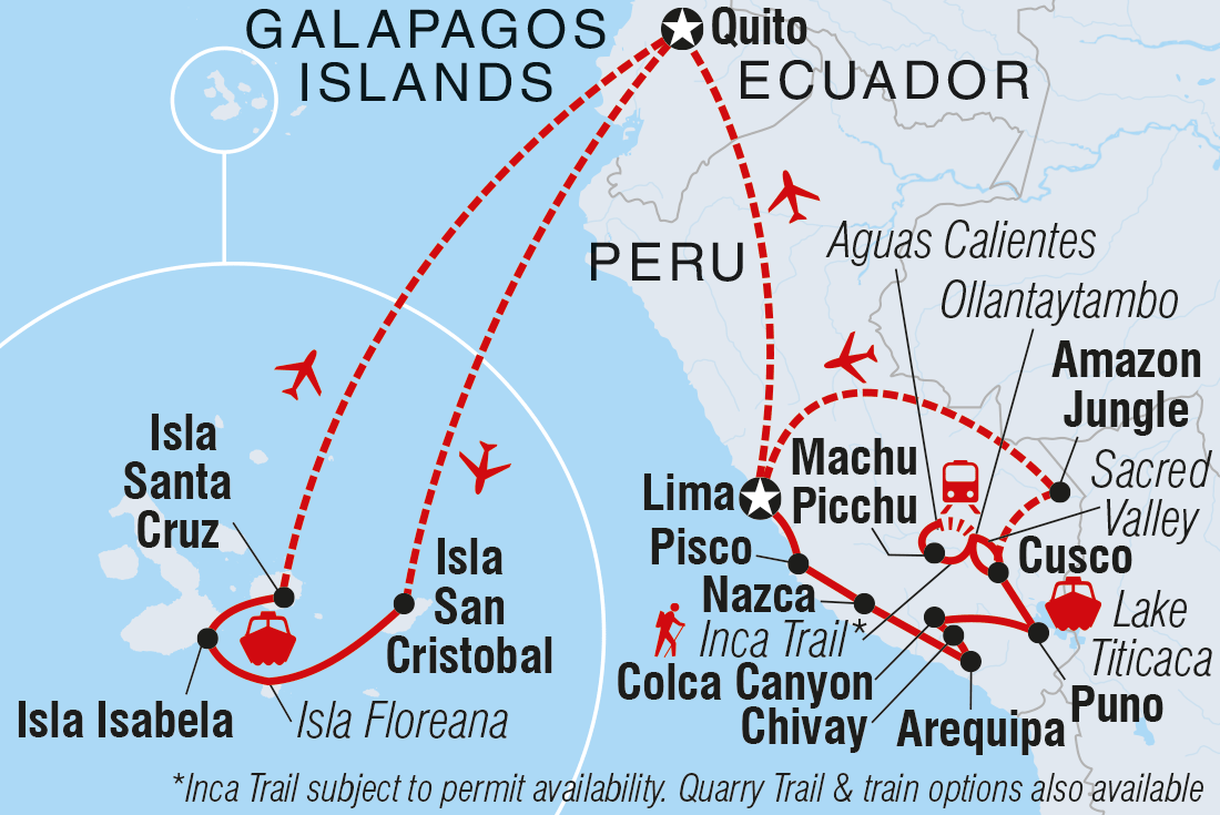 tourhub | Intrepid Travel | Peru & Galapagos Explorer | Tour Map
