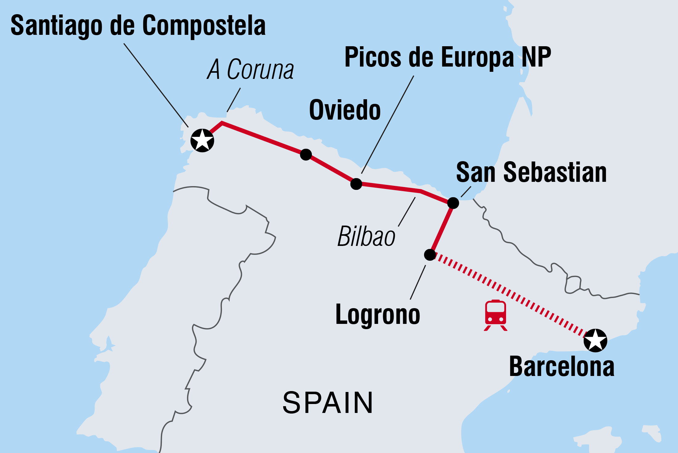 Northern Spain Real Food Adventure Itinerary Map