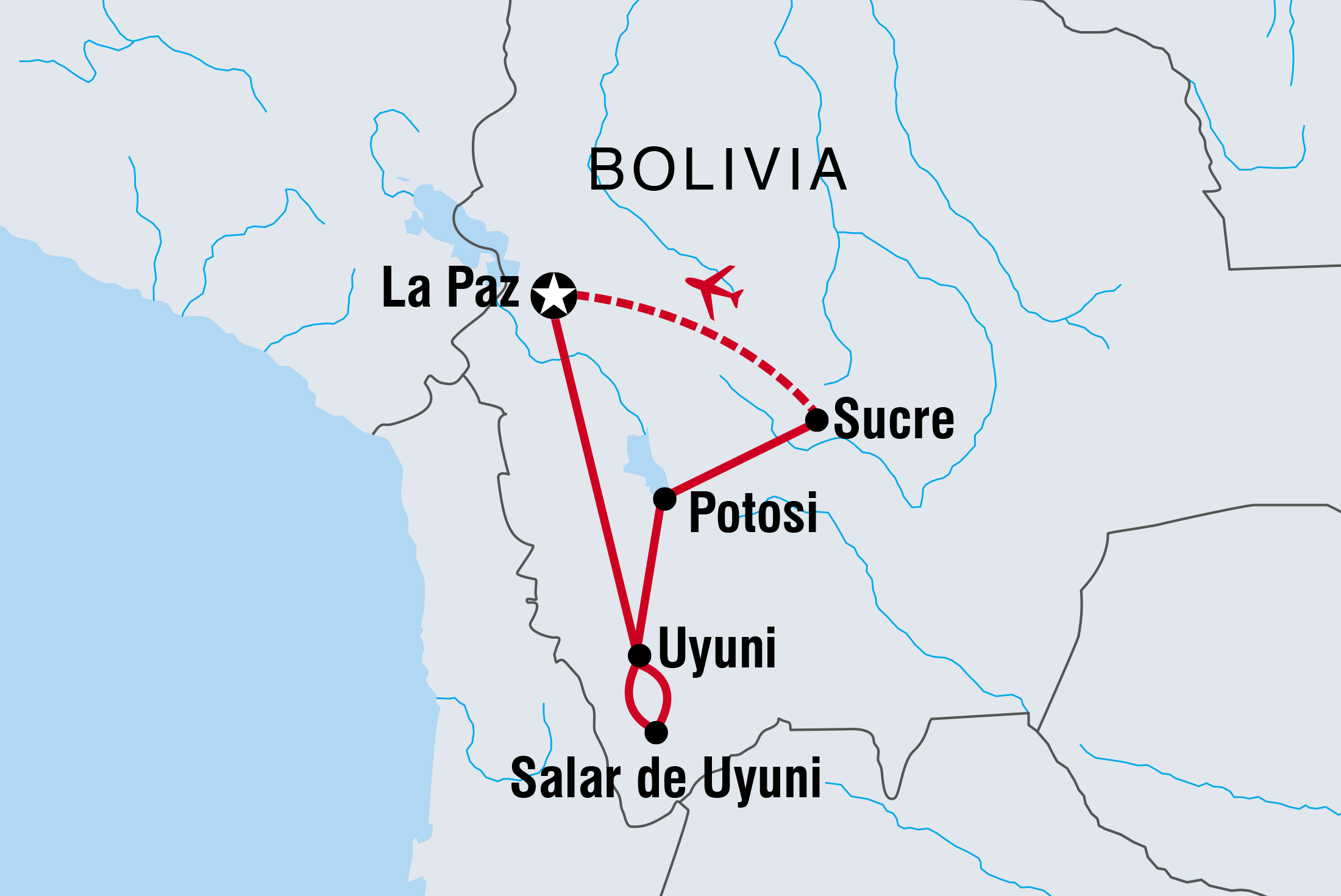 tourhub | Intrepid Travel | Bolivia Highlights | GGSV | Route Map