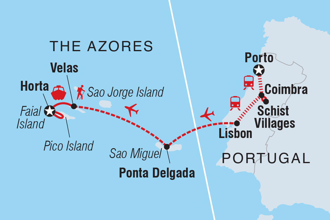 tourhub | Intrepid Travel | Portugal & the Azores  | Tour Map