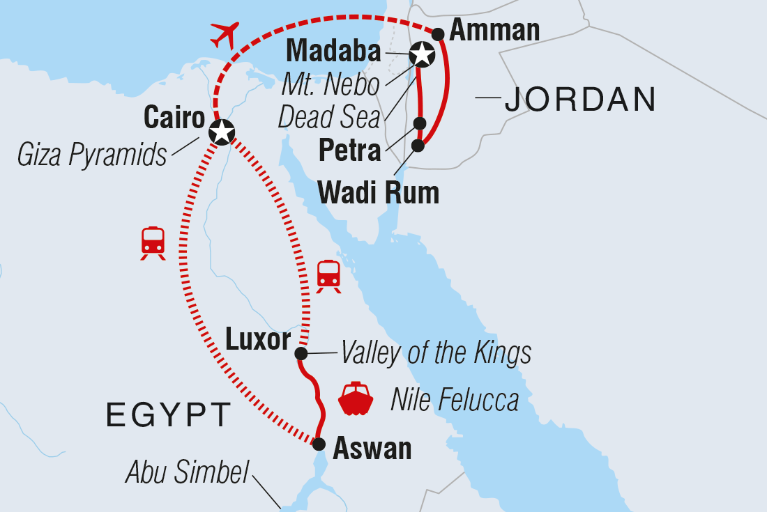 tourhub | Intrepid Travel | Real Egypt & Jordan  | Tour Map