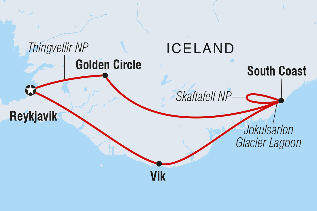 Six Days in Iceland Itinerary Map
