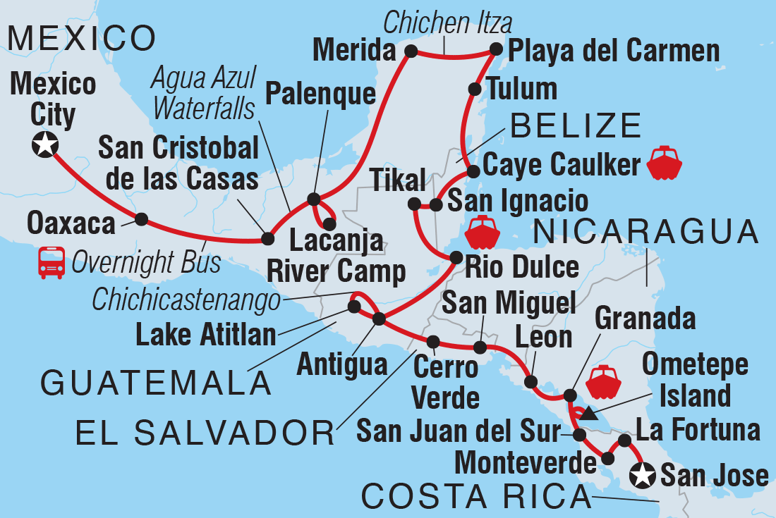 tourhub | Intrepid Travel | Epic Central America | Tour Map
