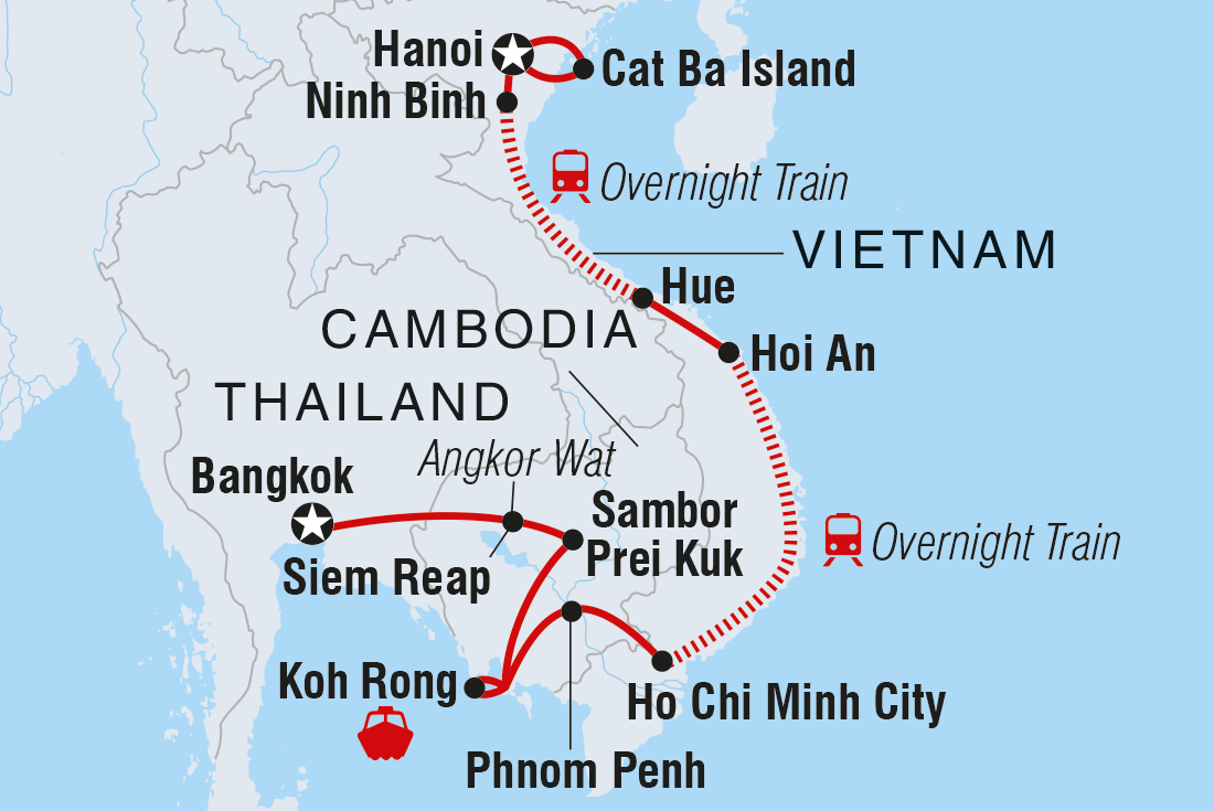 tourhub | Intrepid Travel | Epic Vietnam to Cambodia | Tour Map