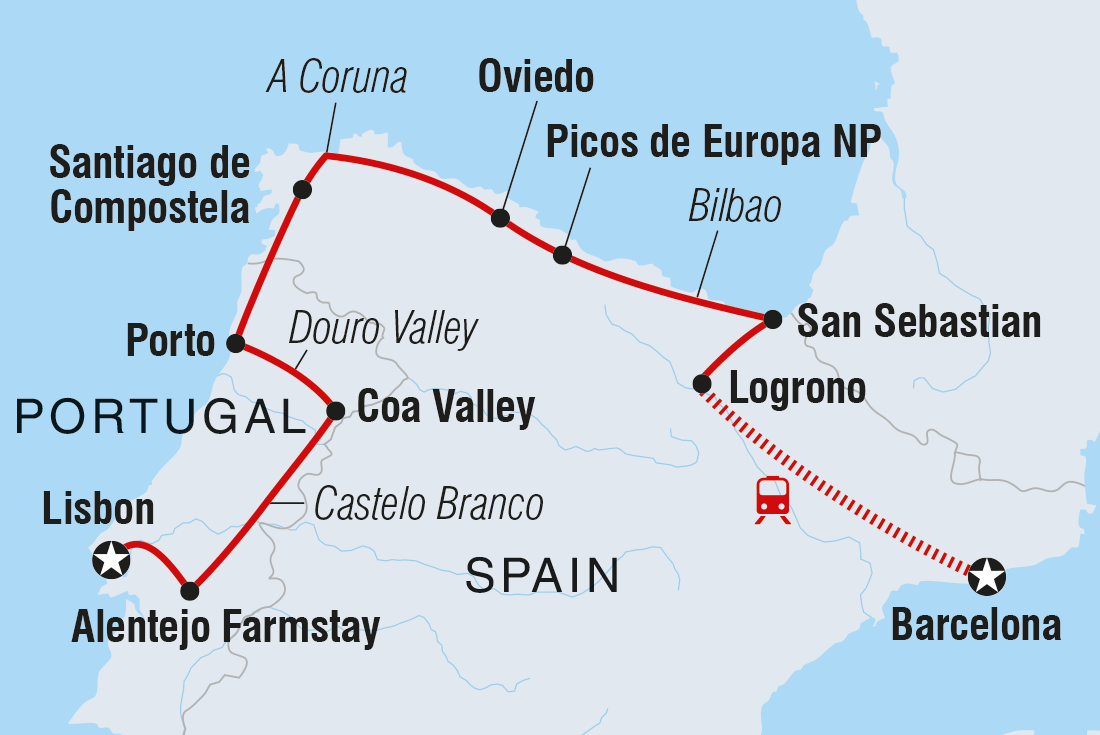 Spain & Portugal Real Food Adventure Itinerary Map