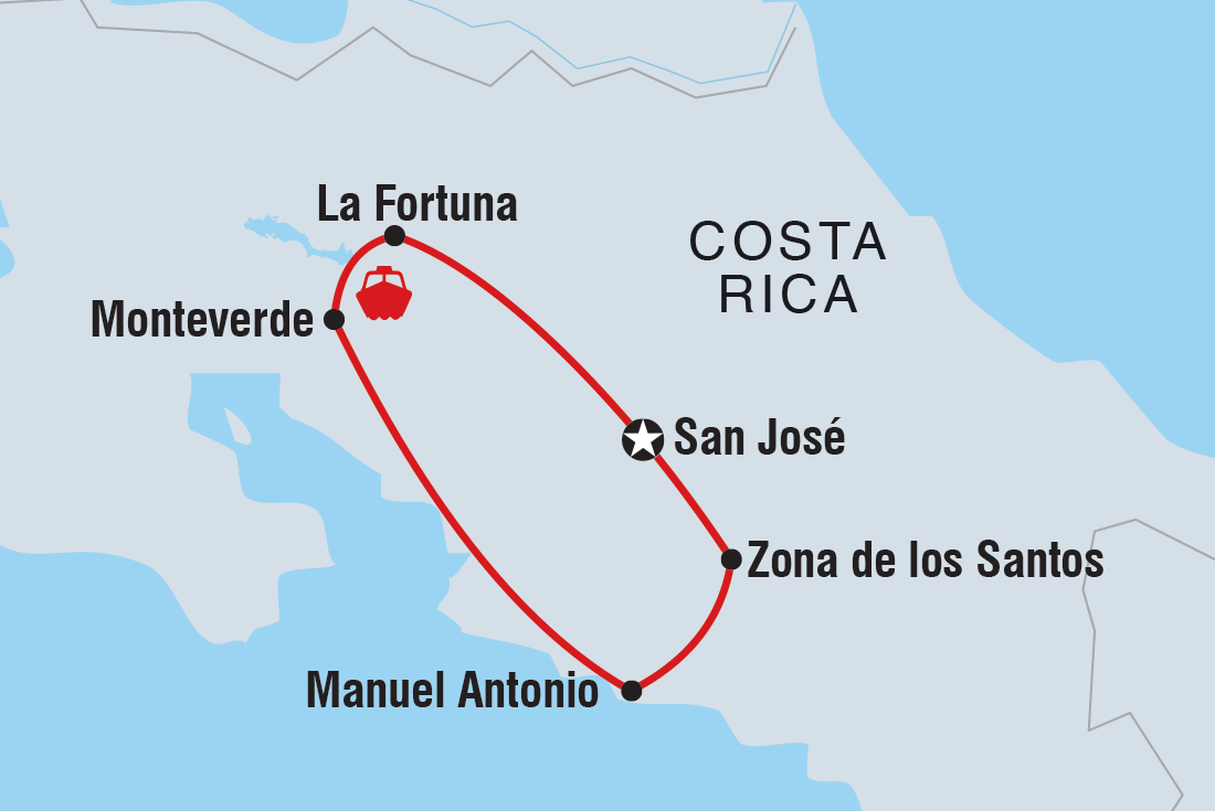 tourhub | Intrepid Travel | Best of Costa Rica  | Tour Map