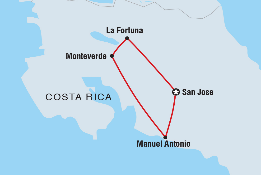 tourhub | Intrepid Travel | Premium Costa Rica | Tour Map