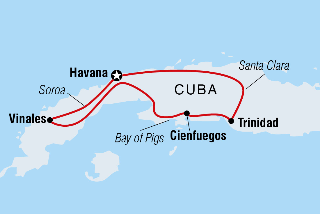 tourhub | Intrepid Travel | Beautiful Cuba | QUKA | Route Map