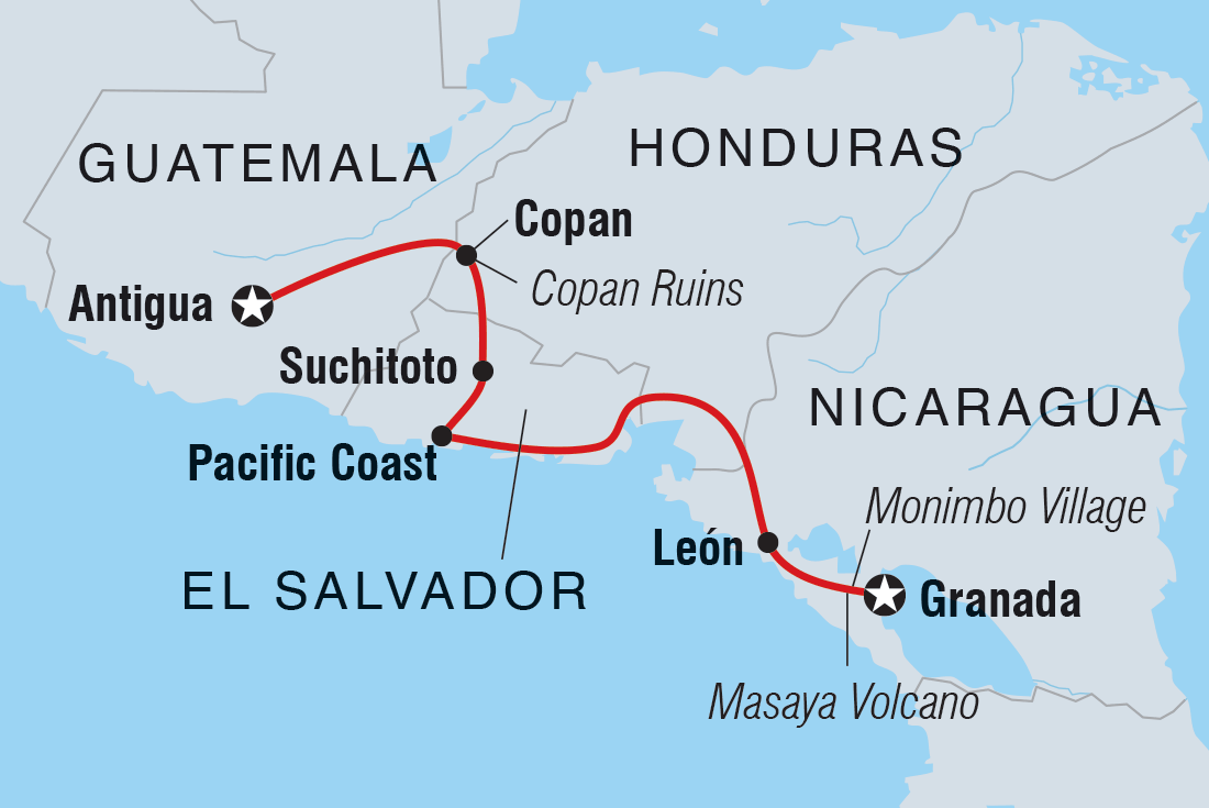 tourhub | Intrepid Travel | Nicaragua & Beyond  | Tour Map