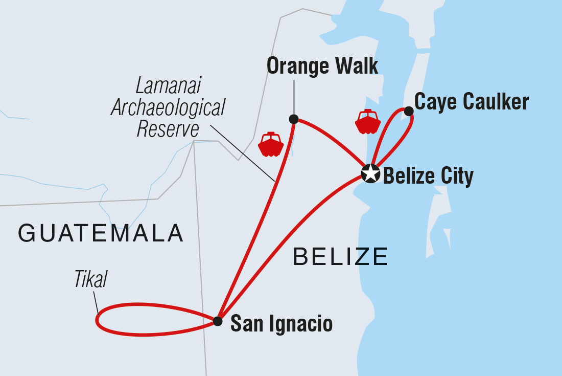 tourhub | Intrepid Travel | Land of Belize | Tour Map