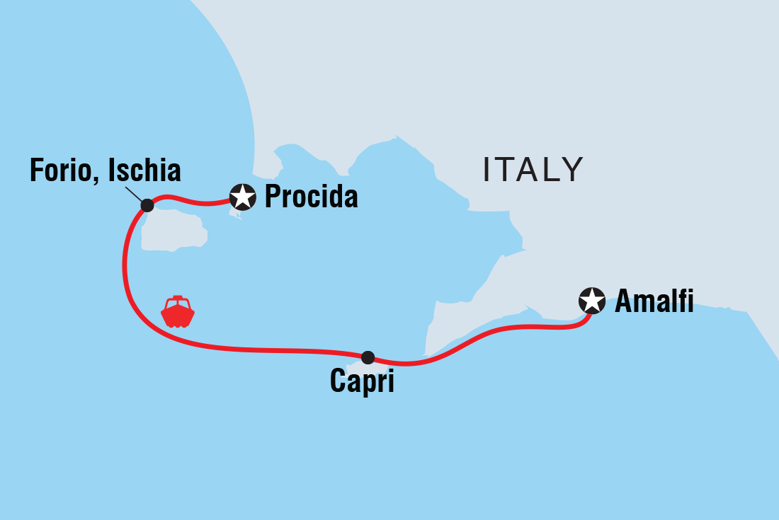 tourhub | Intrepid Travel | Sail Italy: Amalfi to Procida | Tour Map