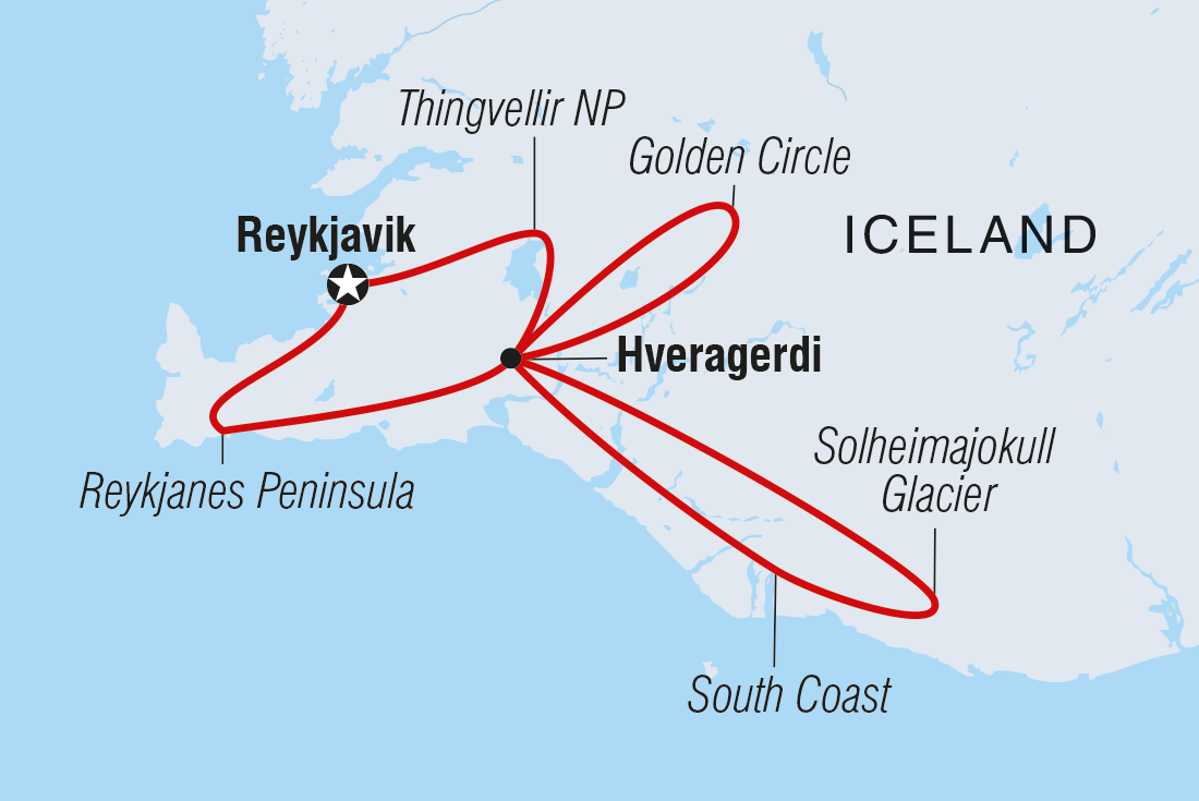 Iceland's Classic Northern Lights Itinerary Map