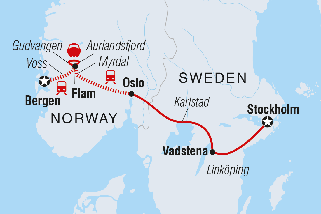tourhub | Intrepid Travel | Premium Sweden and Norway | Tour Map