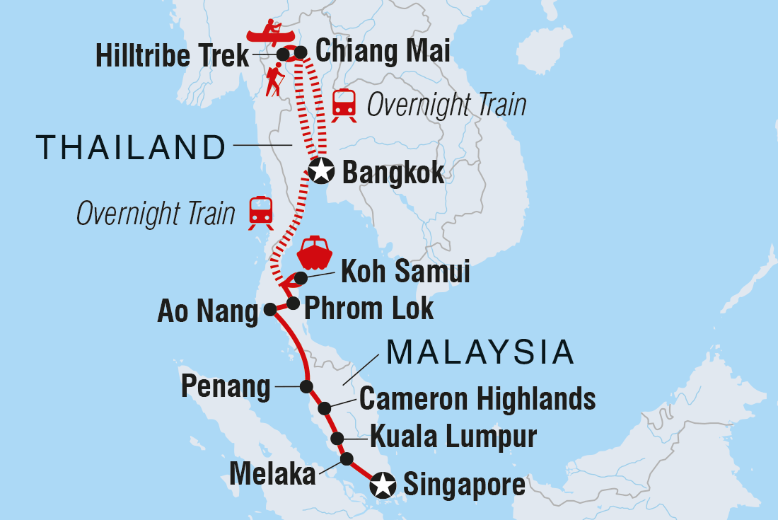 tourhub | Intrepid Travel | Epic Bangkok to Singapore | Tour Map