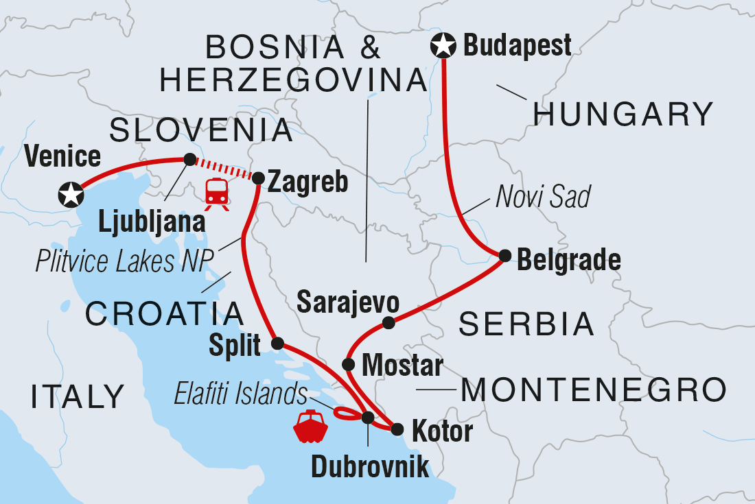 tourhub | Intrepid Travel | Budapest to Venice | Tour Map