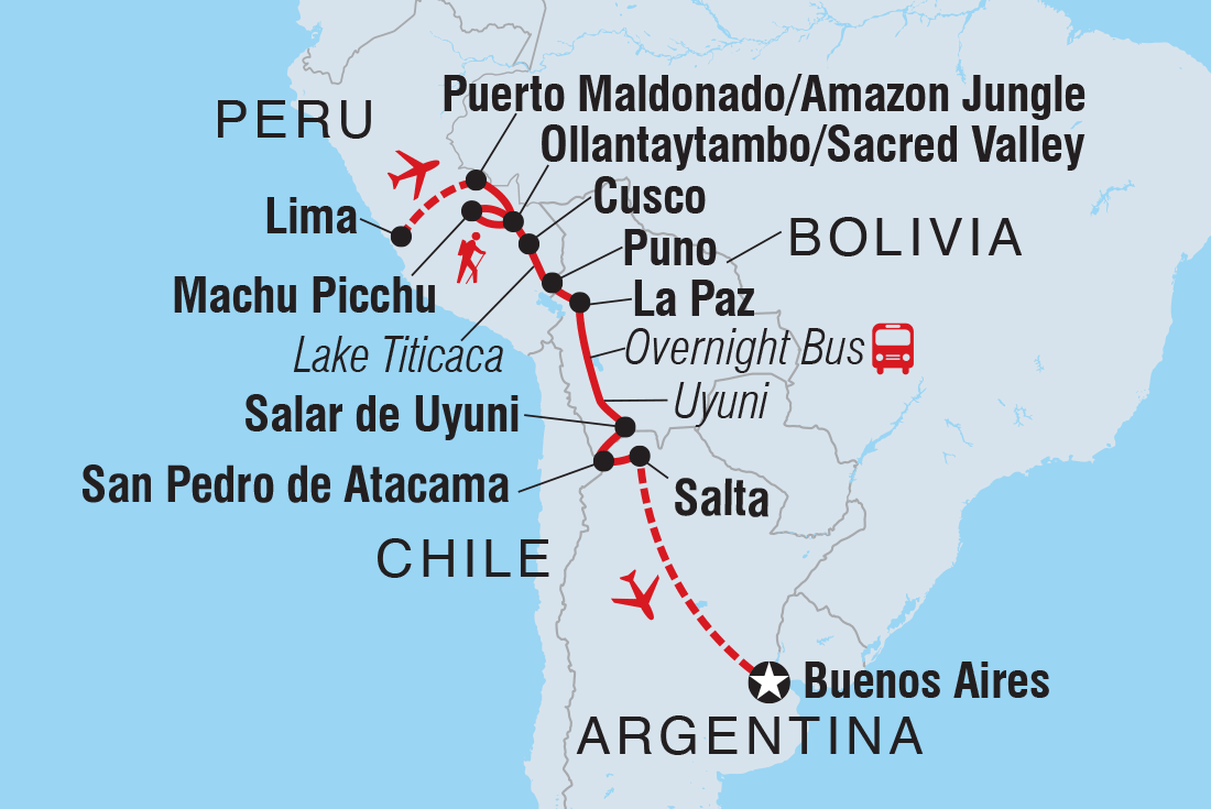 tourhub | Intrepid Travel | Epic Peru, Bolivia & Argentina | Tour Map