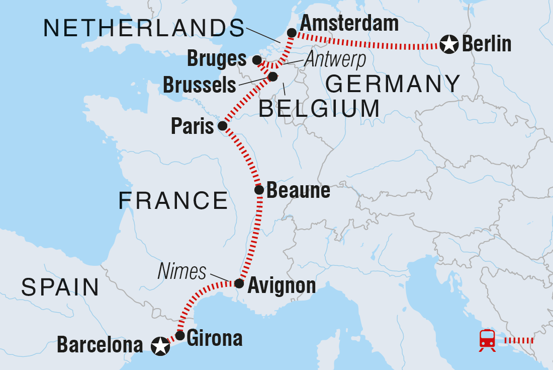 tourhub | Intrepid Travel | Barcelona to Berlin | ZMRGC | Route Map