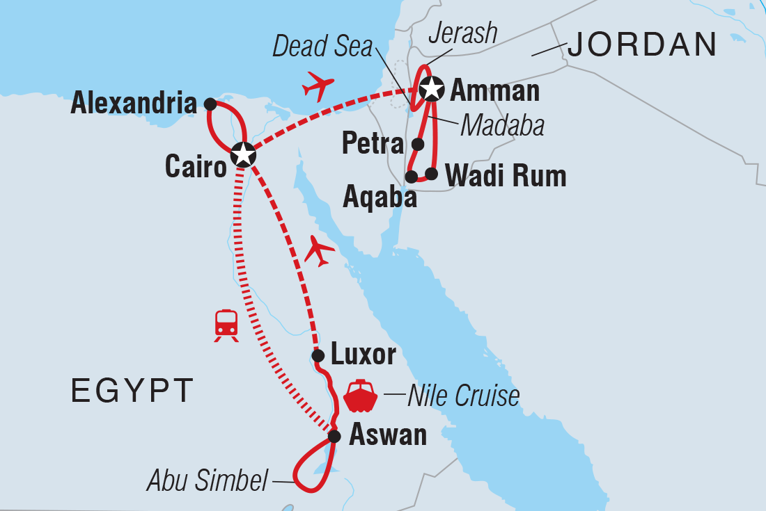 tourhub | Intrepid Travel | Explore Egypt & Jordan | Tour Map