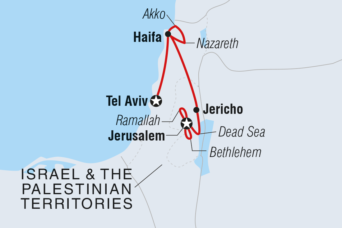 Israel & the Palestinian Territories Real Food Adventure Itinerary Map