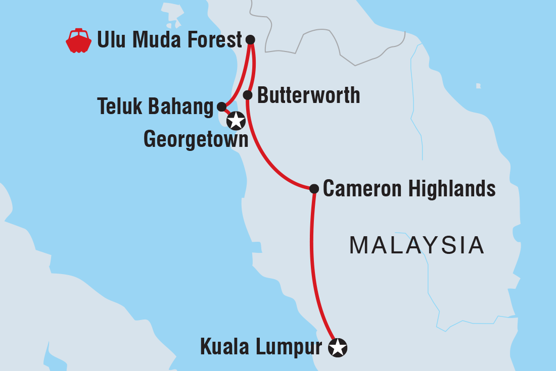 tourhub | Intrepid Travel | Malaysia Highlights | Tour Map