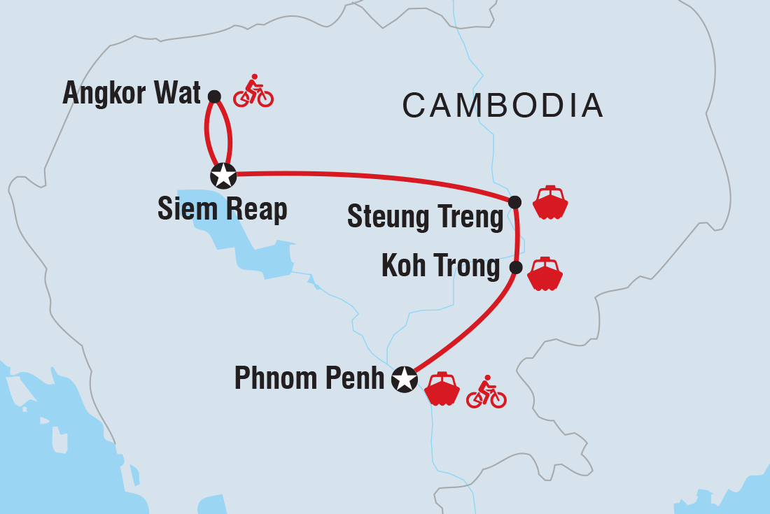 tourhub | Intrepid Travel | Cambodia: Hike, Bike & Kayak | Tour Map