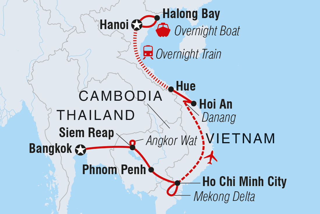 Best of Cambodia & Vietnam Itinerary Map