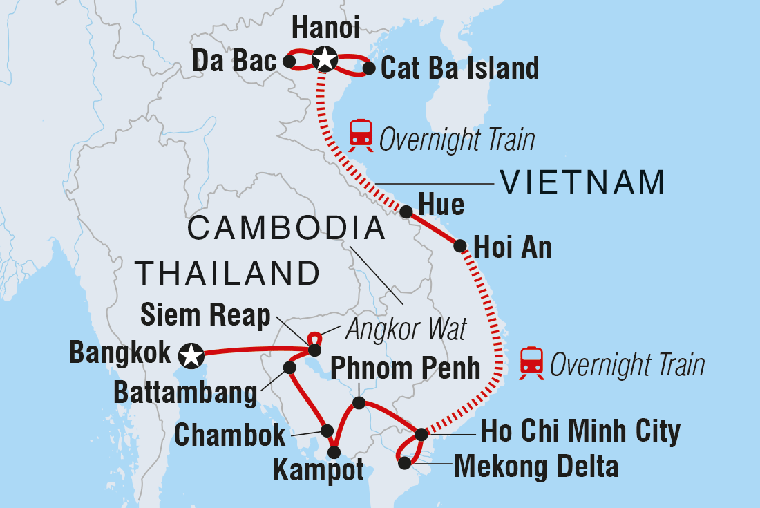 tourhub | Intrepid Travel | Cambodia & Vietnam Experience | Tour Map