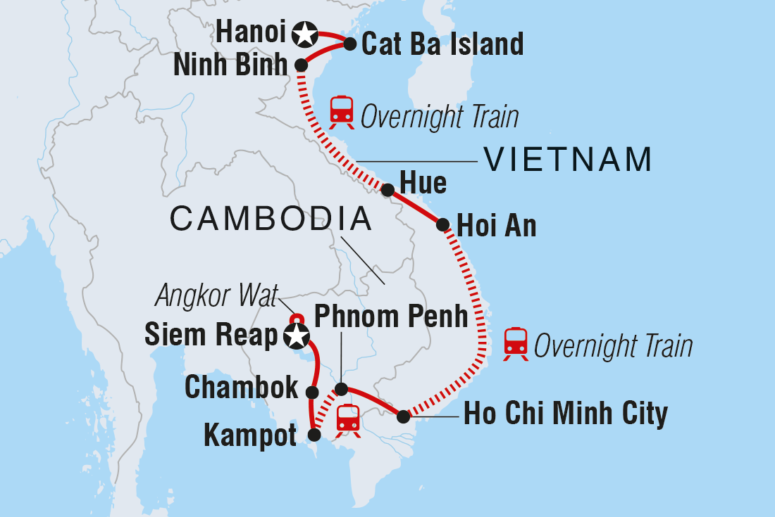 tourhub | Intrepid Travel | Vietnam & Cambodia Explorer | Tour Map