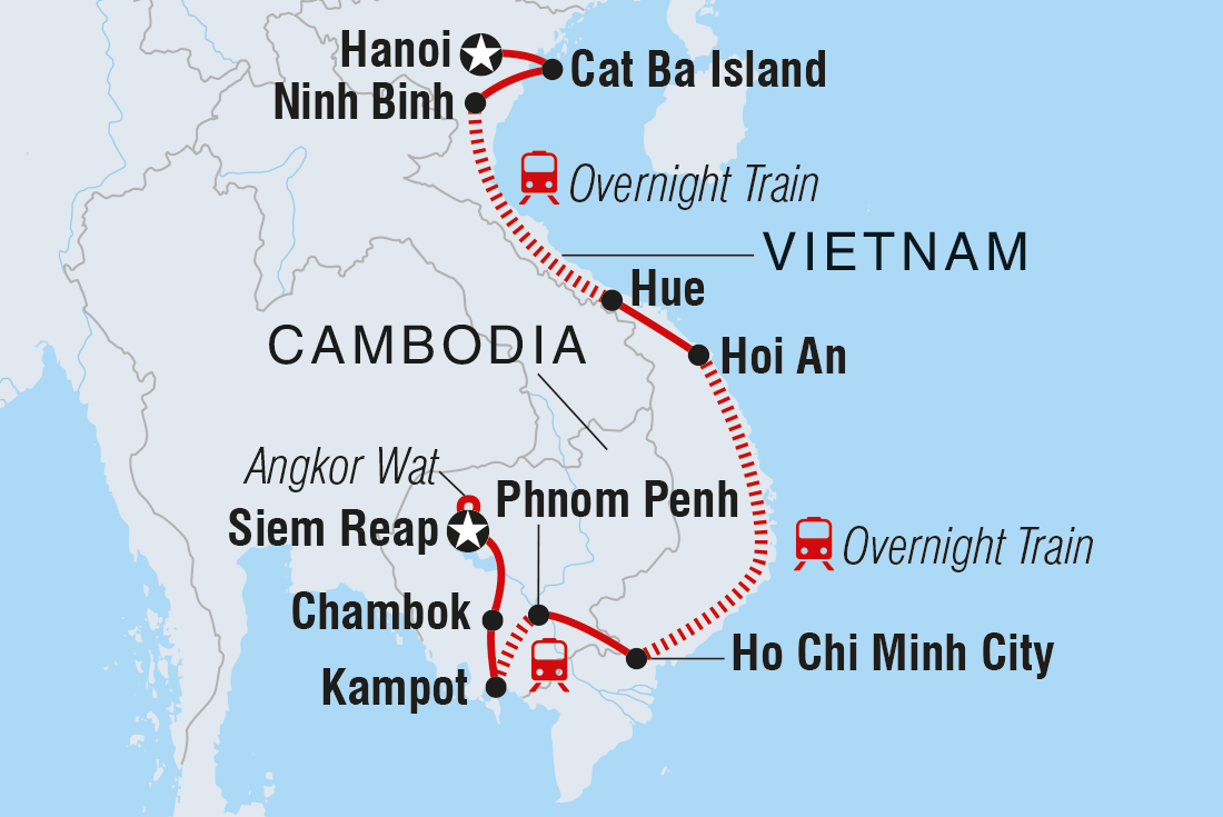 Vietnam & Cambodia Explorer Itinerary Map