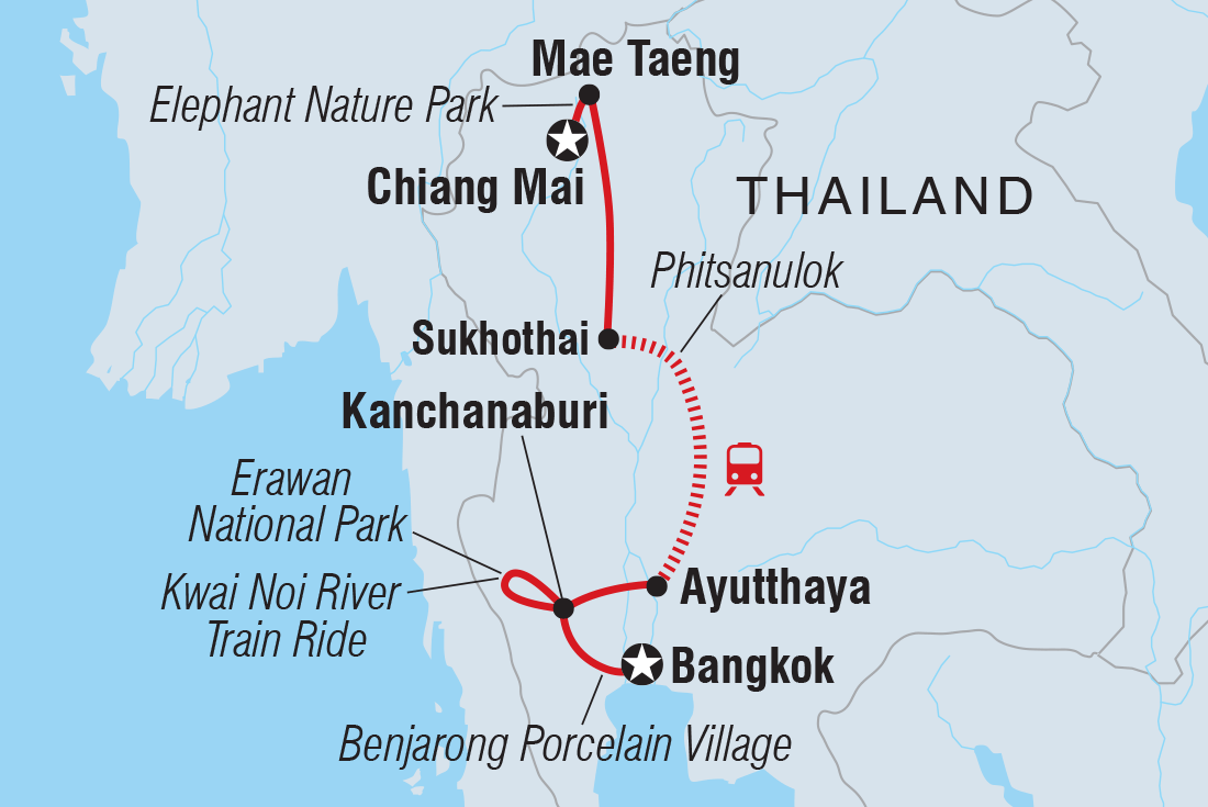 tourhub | Intrepid Travel | Premium Northern Thailand | Tour Map